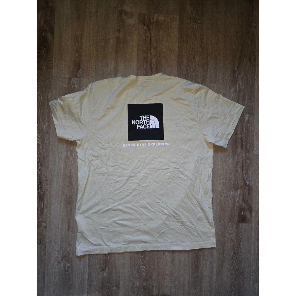 The North Face Mens XL Circular Design Box Logo Graphic T-Shirt Tan Khaki